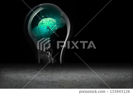 Glowing brain in light bulb 133843126