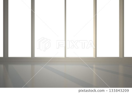 Row of floor-to-ceiling windows is being shown in flat design interior with light shadow patterns Row of floor-to-ceiling windows is being shown in flat design interior with light shadow patterns 133843209