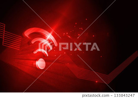 Shiny red wifi icon on black background Shiny red wifi icon on black background 133843247