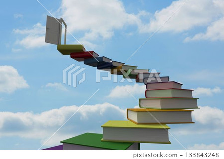 Book steps leading to door against sky 133843248