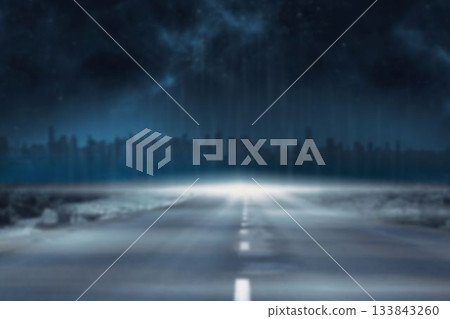 Digital composite image of road leading city Digital composite image of road leading city 133843260