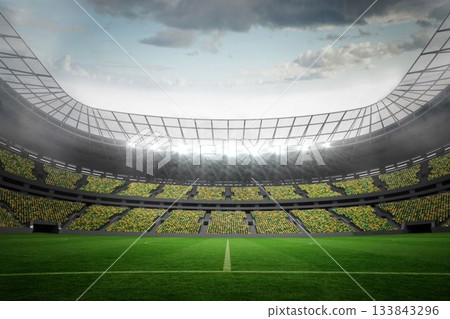 Large football stadium with lights 133843296