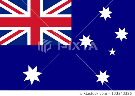 Flat design Australian flag is featuring deep blue field with Union Jack and Southern Cross stars Flat design Australian flag is featuring deep blue field with Union Jack and Southern Cross stars 133843326