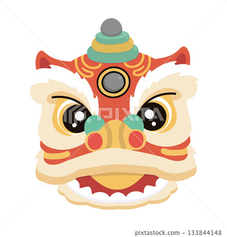 Illustration of a Chinese Lion Head Illustration of a Chinese Lion Head 133844148