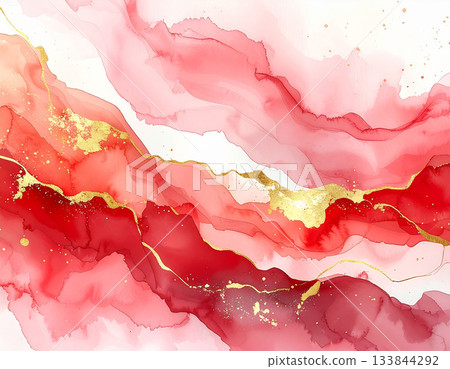 Elegant ink abstract with shimmering red and gold Elegant ink abstract with shimmering red and gold 133844292