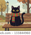 黑貓坐在長凳上 133844960