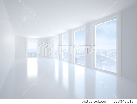 Bright white corridor with windows Bright white corridor with windows 133845113