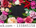 Vibrant Floral Frame with Blank Center for Text or Design Use 133845158