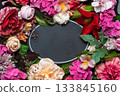 Vibrant Floral Frame with Blank Center for Text or Design Use 133845160