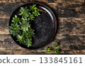 Succulent Plants Arranged on Textured Plate for Modern Decor 133845161