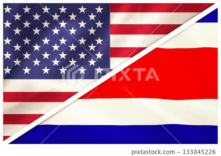 Costa Rica and American flags Costa Rica and American flags 133845226