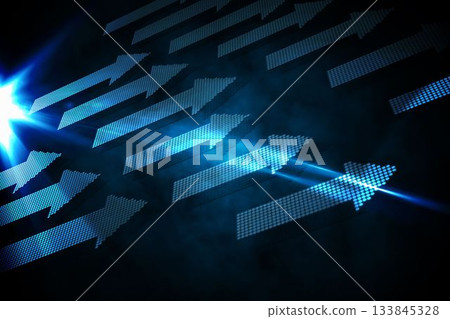 Blue arrows on black background Blue arrows on black background 133845328
