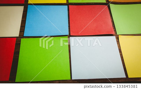 Arrangement of square shaped papers 133845381