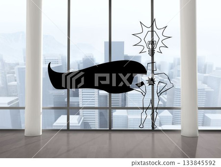 Superhero in room with big windows Superhero in room with big windows 133845592