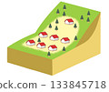 Illustration of a residential area on a mountain slope (for disaster prevention and landslide prevention) 133845718