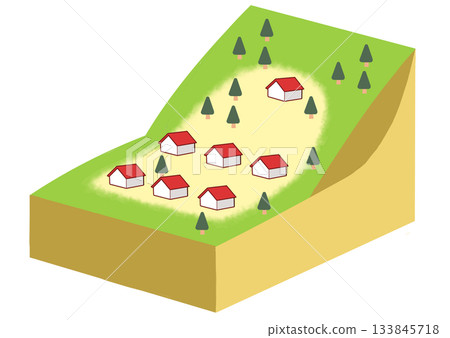 山坡上居民區示意圖（用於防災防滑） 133845718