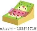 Illustration of a residential area on a mountain slope (for disaster prevention and landslide prevention) 133845719