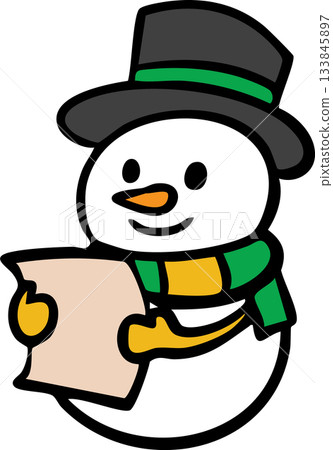 Cute Christmas Santa and Snowman Cartoon Icon Set 133845897