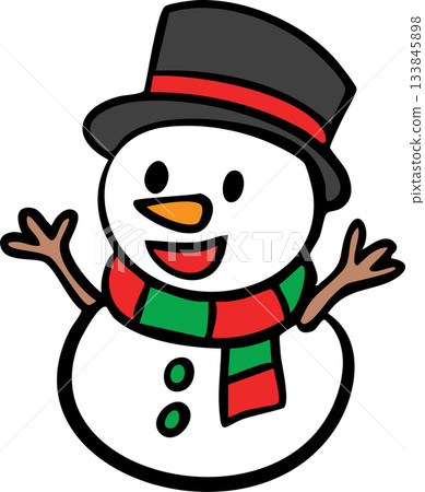 Cute Christmas Santa and Snowman Cartoon Icon Set 133845898