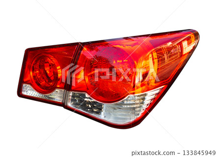 Car tail lights isolated on white background 133845949