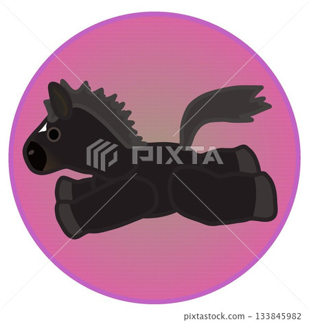 Illustration of a rag horse with a circular background 133845982