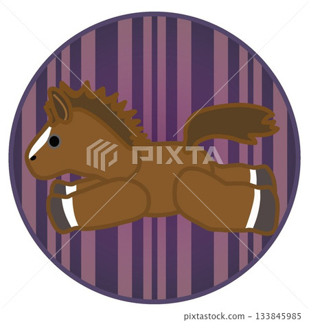 Illustration of a rag horse with a circular background 133845985