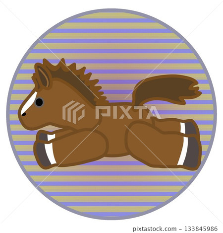 一幅以圓形為背景的破布馬插圖 一幅以圓形為背景的破布馬插圖 133845986