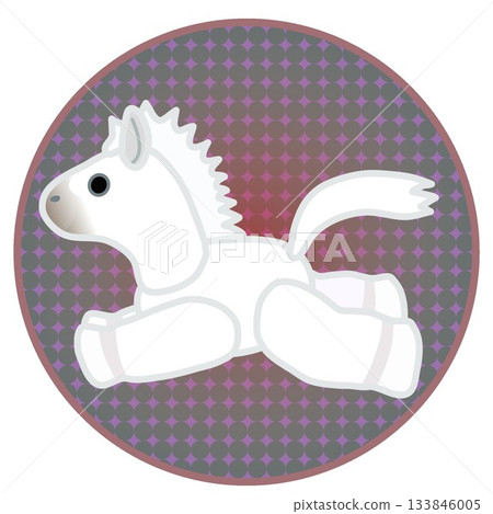 Illustration of a rag horse with a circular background 133846005