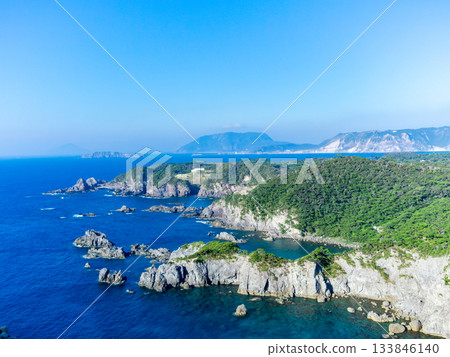 Dynamic and beautiful scenery seen from the Kanbiki Observatory on Shikinejima Island 133846140