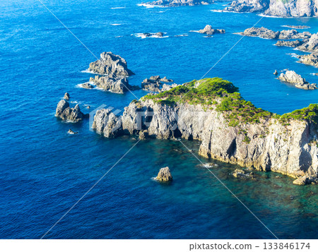 Dynamic and beautiful scenery seen from the Kanbiki Observatory on Shikinejima Island 133846174