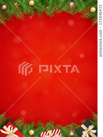 Elegant festive background template for christmas greeting card or seasonal banner with copy space. Elegant festive background template for christmas greeting card or seasonal banner with copy space. 133846415