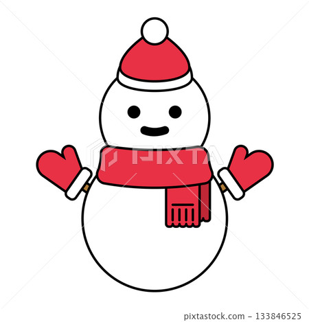 Snowman wearing a Santa hat 133846525
