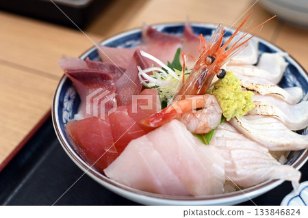 Delicious seafood rice bowl Delicious seafood rice bowl 133846824