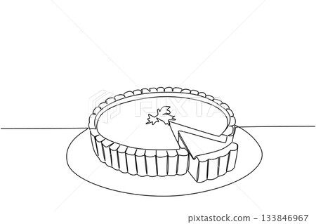 Single one line drawing quiche lorraine with celery leaves on top with little bit of it cut off. Share moments of togetherness National Quiche Lorraine Day. Continuous line design graphic illustration Single one line drawing quiche lorraine with celery leaves on top with little bit of it cut off. Share moments of togetherness National Quiche Lorraine Day. Continuous line design graphic illustration 133846967