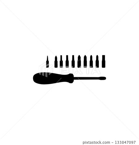 screwdriver set silhouette icon multiple bits tool illustration 133847097
