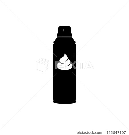 shaving foam can silhouette spray bottle for shaving isolated on white background 133847107