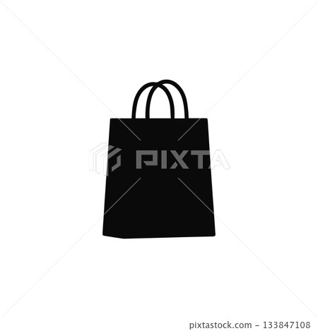shopping bag silhouette retail paper bag symbol isolated on white background shopping bag silhouette retail paper bag symbol isolated on white background 133847108