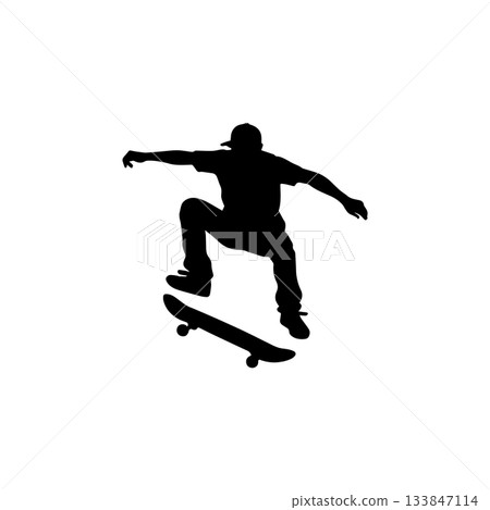 skateboard silhouette icon extreme sport skater trick jump action illustration skateboard silhouette icon extreme sport skater trick jump action illustration 133847114