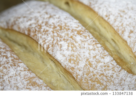 Close up of home made freshly baked bloomer of bread 133847138