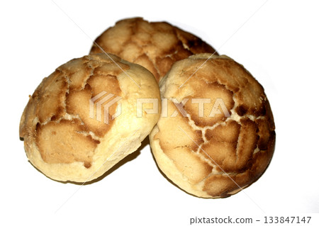 Close up of home made bread rolls baguette loaf fresh cooked Close up of home made bread rolls baguette loaf fresh cooked 133847147