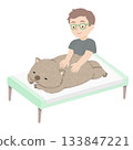 Wombat receiving a massage from a male masseuse 133847221