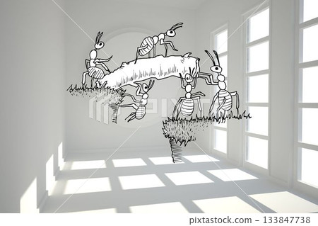 Working ants in bright room Working ants in bright room 133847738