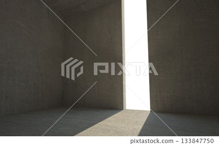 Sunbeam falling on wall in empty room 133847750