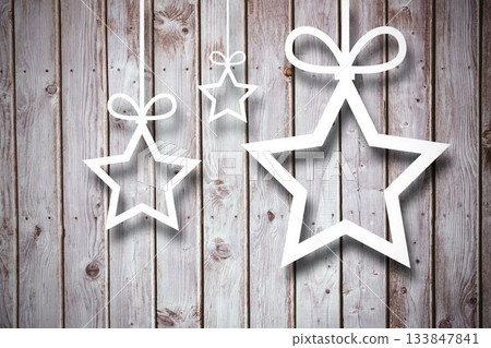 Christmas decorations over wood 133847841
