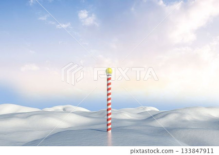 Snowy land scape with pole Snowy land scape with pole 133847911