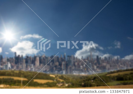 Cityscape against blue sky 133847971
