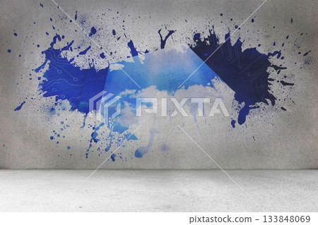 Splash on wall revealing cloud computing concept Splash on wall revealing cloud computing concept 133848069