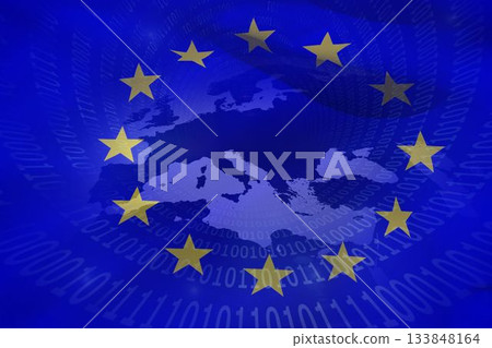 European union flag with binary codes European union flag with binary codes 133848164