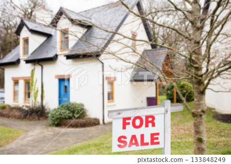 For sale signboard outside house 133848249