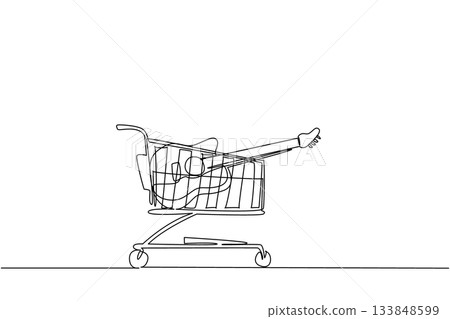 Continuous one line drawing shopping trolley containing acoustic guitar. Multi genre musical instruments. Equipment. Rhythm. Buy A Musical Instrument Day. Single line draw design vector illustration Continuous one line drawing shopping trolley containing acoustic guitar. Multi genre musical instruments. Equipment. Rhythm. Buy A Musical Instrument Day. Single line draw design vector illustration 133848599